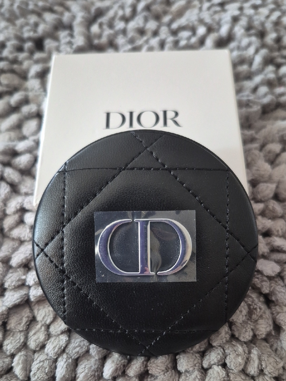 NIB Dior Black Quilted Leather Round Case with Silver CD Emblem